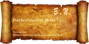 Barbulovics Noé névjegykártya